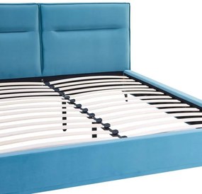 Κρεβάτι Ikina βελούδο σε πετρόλ απόχρωση 160x200εκ 176x223x100 εκ.