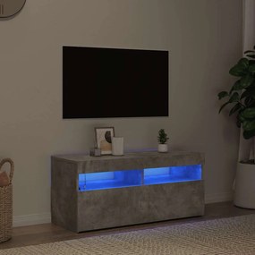 vidaXL Έπιπλο Τηλεόρασης με LED Γκρι Σκυροδέματος 90 x 35 x 40 εκ.