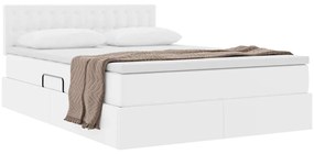 vidaXL Κρεβάτι Αποθήκης Καθαρό Λευκό 140 x 190 cm Τεχνητό Δέρμα