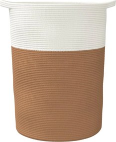 vidaXL Καλάθι Αποθήκευσης Καφέ και Λευκό Ø49x65 εκ. Βαμβακερό