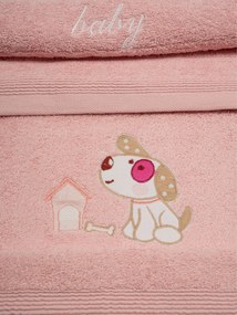 Σετ πετσέτες κεντητές Dog 07 Pink/Pink