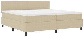 vidaXL Κρεβάτι Box Spring με Στρώμα & LED Φως Πράσινο Γκρι 200x200 cm από Ύφασμα Κόρντουροϊ