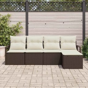 vidaXL Σετ Καναπέ Κήπου 5 pcs Καφέ Πολυ ράταν