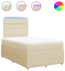vidaXL Κρεβάτι Boxspring με Στρώμα Κρεμ 120x190 εκ. Υφασμάτινο