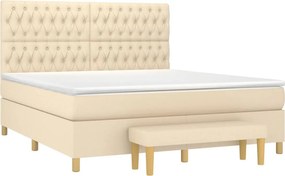 vidaXL Κρεβάτι Boxspring με Στρώμα Κρεμ 180x200 εκ. Υφασμάτινο