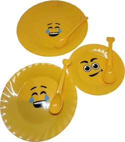 Σετ 3τμχ Ρηχά Πιάτα Στρογγυλά με Κουτάλι Meng Dan