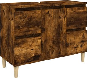 vidaXL Ντουλάπι Νιπτήρα Καπνιστή Δρυς 80x33x60 εκ. Επεξεργ. Ξύλο