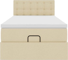 vidaXL Οθωμανικό κρεβάτι με στρώμα Cream 90x190cm ύφασμα