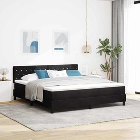 vidaXL LED Κρεβάτι με βάθρο με στρώμα Μαύρο 180 x 200 cm Βελούδο