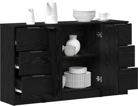 vidaXL Πλαϊνό γραφείο με συρτάρι 3 pcs Μαύρη Οξυά Επεξεργασμένο ξύλο