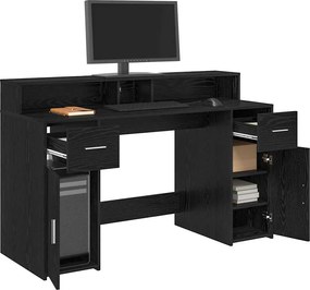 vidaXL Γραφείο με ράφι Μαύρη δρυς 140 x 55 x 91 εκ. Επεξεργασμένο ξύλο