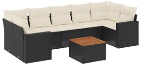 vidaXL Σαλόνι Κήπου 8 Τεμαχίων Μαύρο από Συνθετικό Ρατάν με Μαξιλάρια