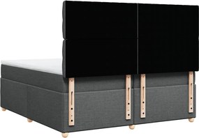 vidaXL Κρεβάτι Boxspring με Στρώμα Σκούρο Γκρι 200x200 εκ. Υφασμάτινο