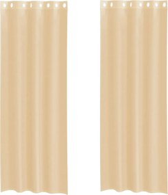 vidaXL Voile κουρτίνες με ροδέλες 2 τεμάχια Χρώμα Άμμου