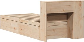 vidaXL Σκελετός Κρεβατιού Χωρίς Στρώμα 75x190 εκ Μασίφ Ξύλο Πεύκου