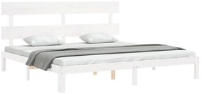 vidaXL Σκελετός Κρεβ. Χωρίς Στρώμα Λευκό 200x200 εκ Μασίφ Πεύκο