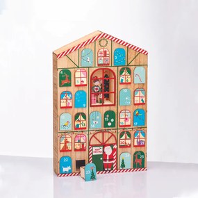 WOODEN HOUSE CALENDAR WITH DRAWERS ΔΙΑΚΟΣΜΗΤΙΚΟ 39x8.5x60cm ACA X156006