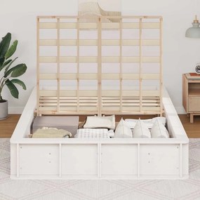 vidaXL Σκελετός Κρεβατιού Λευκό 210 x 158 x 30 εκ Στερεά ξυλεία πεύκου