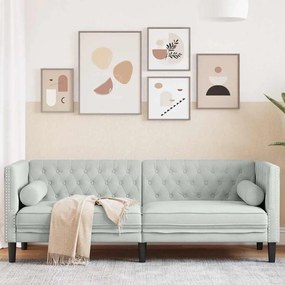 vidaXL Καναπές Chesterfield Ανοιχτό γκρι 194 x 74.5 x 70.5 εκ. Βελούδο