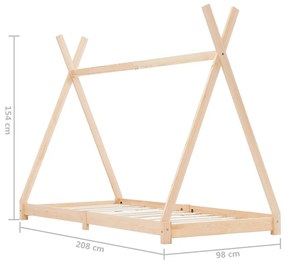 vidaXL Πλαίσιο Κρεβατιού Παιδικό 90 x 200 εκ. από Μασίφ Ξύλο Πεύκου