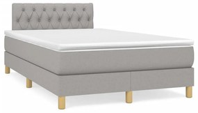 VidaXL Κρεβάτι Boxspring με Στρώμα & LED Αν.Γκρι 120x190εκ. Υφασμάτινο
