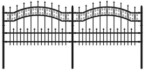 vidaXL Φράχτης Κήπου με Κορυφή Δόρυ Μαύρος 240x75 εκ. από Ατσάλι με Ηλεκτροστατική Βαφή