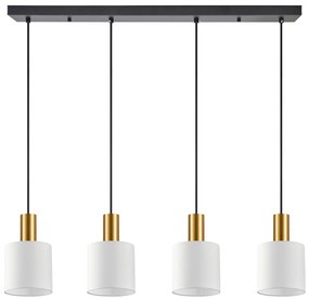 SE21-GM-4-4BL-SH1 ADEPT TUBE Gold Matt Pendant White Fabric Shade+