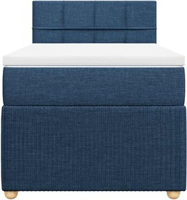 vidaXL Κρεβάτι Boxspring με Στρώμα Μπλε 90x190 εκ.Υφασμάτινο