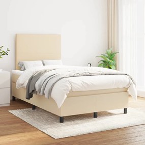 vidaXL Κρεβάτι Boxspring με Στρώμα Κρεμ 120x190 εκ. Υφασμάτινο