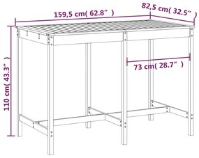 ΤΡΑΠΕΖΙ ΚΗΠΟΥ ΛΕΥΚΟ 159,5X82,5X110 ΕΚ. ΑΠΟ ΜΑΣΙΦ ΞΥΛΟ ΠΕΥΚΟΥ 824096