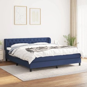 vidaXL Κρεβάτι Boxspring με Στρώμα Μπλε 160x200 εκ. Υφασμάτινο