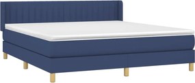 vidaXL Κρεβάτι Boxspring με Στρώμα Μπλε 160x200 εκ. Υφασμάτινο