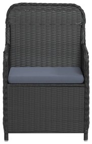 vidaXL Σετ Τραπεζαρίας Κήπου 7 Τεμαχίων Μαύρο με Μαξιλάρια