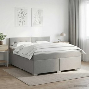 vidaXL Κρεβάτι box spring με στρώμα Ανοιχτό γκρι 140 x 200 cm Ύφασμα