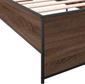 vidaXL Πλαίσιο Κρεβατιού Καφέ Δρυς 90x200 εκ. Επεξ. Ξύλο &amp; Μέταλλο