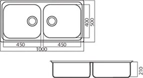 Apell Linear 8540 (100x50) - Ανοξείδωτος νεροχύτης - Λείο
