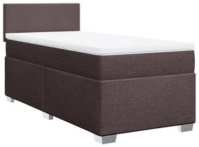 Κρεβάτι Boxspring με Στρώμα Σκούρο Καφέ 100x200 εκ. Υφασμάτινο - Καφέ