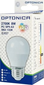 OPTONICA LED λάμπα G45 1338, 8W, 2700K, 710lm, E27
