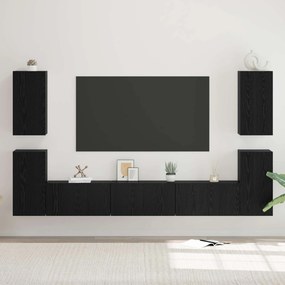 vidaXL Σετ επίπλου τηλεόρασης 7 pcs Μαύρη Οξυά Επεξεργασμένο Ξύλο