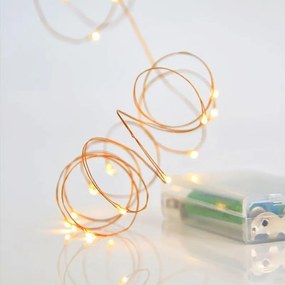 Eurolamp Σειρά 20 Mini LED Θερμό Λευκό 2m Μπρονζέ Σύρμα Μπαταρίας 600-11713