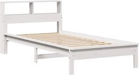 vidaXL Κρεβάτι Βιβλιοθήκη Χωρίς Στρώμα Λευκό 75x190 εκ Μασίφ Πεύκο
