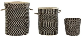 Σετ Καλαθιών DKD Home Decor Μαύρο Φυσικό Φυσική ίνα 4 κιλά (3 Τεμάχια) (3 Μονάδες)