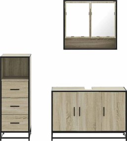 vidaXL Σετ Επίπλων Μπάνιου 3 Τεμαχίων Sonoma Δρυς Επεξεργασμένο Ξύλο