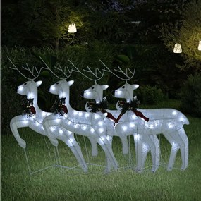 vidaXL Χριστουγεννιάτικοι Τάρανδοι 4 τεμ. με 80 LED Λευκοί