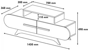 ΕΠΙΠΛΟ ΤΗΛΕΟΡΑΣΗΣ HERMIONE ΚΑΡΥΔΙ-ΛΕΥΚΟ HM8898.01 145x36,8x49,8