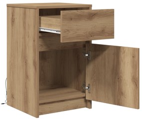 vidaXL LED Κρεβατάκι Ντουλάπα με συρτάρι artisan δρυς 38 x 34 x 61 εκ.