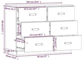 Ντουλάπι 100x40x75 εκ. από Μασίφ Ξύλο Πεύκου - Καφέ