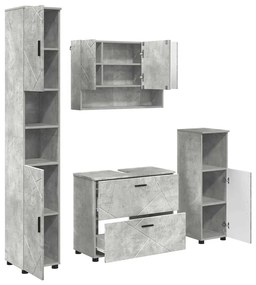 vidaXL Σετ Επίπλων Μπάνιου 4 pcs Γκρι σκυροδέματος 30 x 35 x 192 εκ.