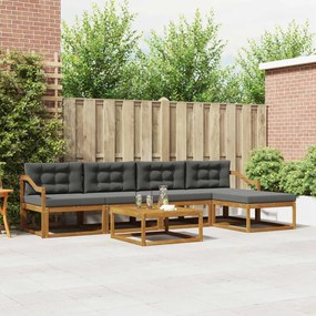 vidaXL Σειρά Καναπέ Εξωτερικού με μαξιλάρι 6 pcs Φυσικό και Ανθρακί