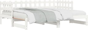 vidaXL Καναπές Κρεβάτι Συρόμενος Λευκός 2x(90x200) εκ. Μασίφ Πεύκο